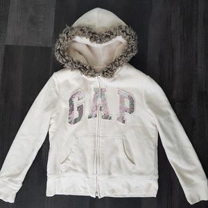 GAP Kids white, fleece lined hoodie
